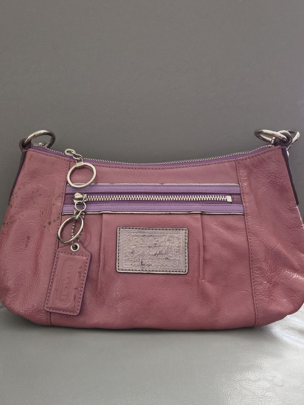 Coach Purple Leather Shoulder Bag